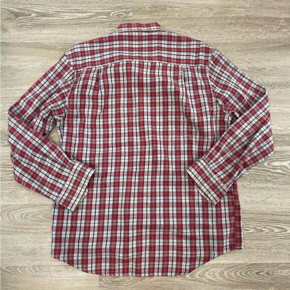 Timberland Mens Flannel red blue plaid button up shirt cotton long sleeves sz M - Picture 2 of 8